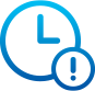 Icon depicting a clock and exclamation mark
